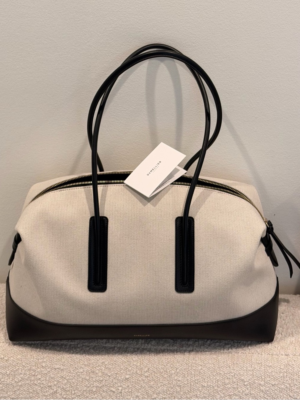 NWT. DEMELLIER The Stockholm tote bag, leather-trimmed canvas